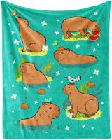 New Style Capybara Flannel Throw Blanket Cute Animals Pattern Blanket Lightweight Comfortable Warm Super Soft Blanket for Couch Bed Sofa