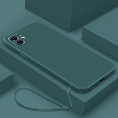 [ฟรีสาย] สำหรับ iPhone 13 Pro Max 12 11 Pro Max คุณภาพสูงกรณีซิลิโคนเหลวเลนส์กล้องเคสกันกระแทกซอฟท์เคส