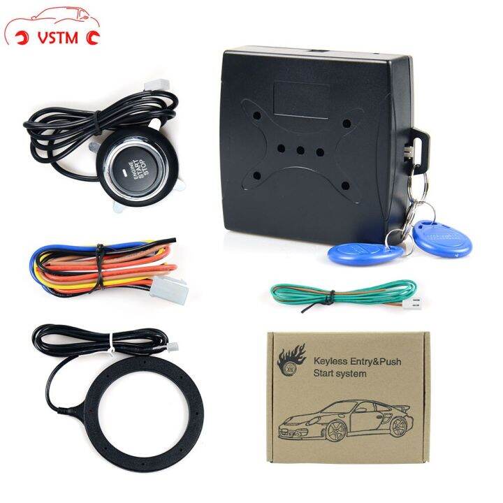 12V Auto Car Alarm One Start Stop Button Engine Push Button RFID Lock