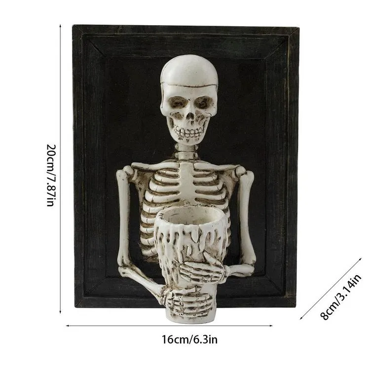 Skeleton Candle Holder Halloween Artwork Candlestick Spooky Table ...