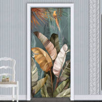 2021PVC Waterproof Self-adhesive Door Stickers Wall Decor Banana Leaf 3D Photo Mural Wallpaper Living Room Bedroom Decor Wall Decals