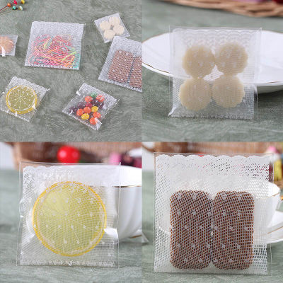 BTTUM 100Pcs Cookie Candy Packaging Bag Snack Baking Bag Food Grade Gift Package Bag Plastic Self-adhesive Bag White Lace Wedding Party Supplies