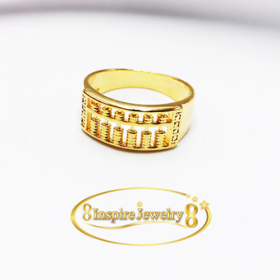Inspire Jewelry ,แหวนทองลายลูกคิด แหวนบุคลิกภาพโชคดีสร้างสรรค์ชุบทอง 18K ลูกคิดเปิดแหวนสำหรับผู้ชายและผู้หญิง  หุ้มทอง พร้อมกล่อง