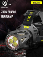 XHP360 High Power Fishing Headlamp Rechargeable Light Headlight Camping Hiking Led Flashlights Can Be Used As A