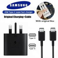 Samsung ซูเปอร์ที่ชาร์จความเร็วสูง25W PD Type C 1M/1.5M/2M สายชาร์จอแด็ปเตอร์สาย USB ของแท้สำหรับ S20อัลตร้า S21บวกหมายเหตุ10 Note20 A90ที่ชาร์จสำหรับเดินทาง A80