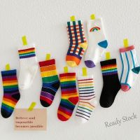 【hot sale】 ❡ C10 3 Pairs Children Socks Japanese Rainbow Street Ins style Baby Cotton Socks Boys and Girls Socks