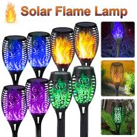 12LED Solar Flame Torch Light Flickering Blue Purple Light Waterproof Garden Decoration Outdoor Lawn Path Yard Patio LED Lamps Outdoor Lighting