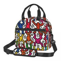 ₪℗ Keiths Haring Lunch Box Women Multifunction Graffiti Cooler Thermal Food Insulated Lunch Bag Kids School Children