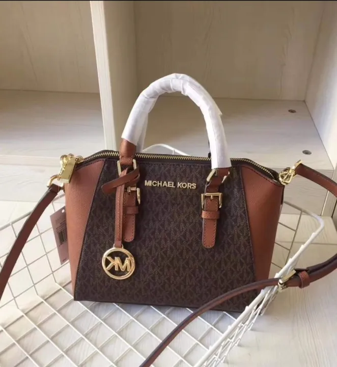 Michael Kors Ciara Zip Medium Messenger Bag in Brown Signature Logo Print  Coated Canvas and Saffiano Leather - Women's Bag with Strap | Lazada PH