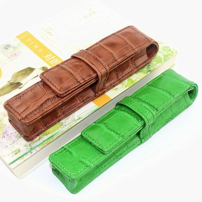 ✐❈ Luxury Pu Leather Elastic Buckle Pencil Case Leather Pencil Bag Fountain Pen Case Holder Accessories For Travel Journal