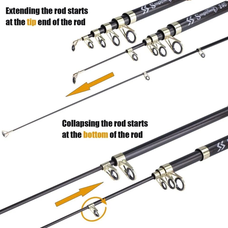 HOT SALE FISHING RODS 100 Carbon Fibe Portable Fishing Rod Telescopic Travel  Spinning Fishing Pole - REEL NOT INCLUDE