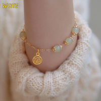 ?【Lowest price】WORE สร้อยข้อมือหยกโบราณรูปตัวละคร Fu นำโชคเข้าชุดสุดสร้างสรรค์ของขวัญแฟชั่นเจ้าอารมณ์สำหรับผู้หญิง