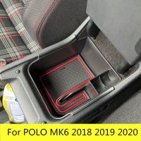 ที่เก็บที่วางแขนกลางสำหรับรถโปโล MK6 2018 2019 2020อุปกรณ์จัดระเบียบสีดำ