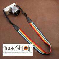 สายคล้องกล้องสีสันโดนใจ cam-in Over the Rainbow ปลายดำ 32 mm