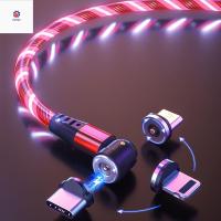 P9YN2 Ic Cable สายชาร์จ Android Ic Head ไมโคร USB Cable สายโทรศัพท์ Type C สายชาร์จ LED แสงที่ไหล Ic สายชาร์จโทรศัพท์มือถือเคเบิลสายข้อมูล540 Dgree Rotate Ic Cable Round Ic Plug