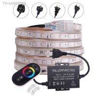 ↂ▧✴ 110V 220V LED Strip Light RGB 5050 60LED/M Remote Control Full Touch Kit Waterproof LED Ribbon Home Decoration EU US UK AU Kits