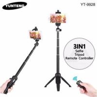 Yunteng YT-9928 3IN1 ขาตั้งพร้อมไม้เซลฟี่ และ รีโมทชัตเตอร์ Selfie/Tripod/Remote controller ขนาดพกพาสะดวก นํ้าหนักเบา /สีดำ