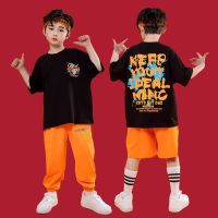 【厂家直销】Childrens street dance set handsome boy hip-hop fashion suit girl jazz d儿童街舞套装男童帅气嘻哈潮服女童爵士舞hiphop表演服六一演出服BY4525