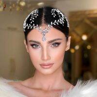 A445 Fashion Rhinestone Wedding Forehead Headband Women Headdresses Gift Water Drop Rhinestone Head Tiara Bridal Headpiece