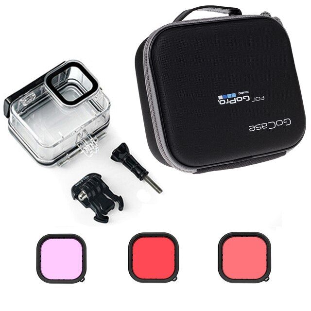 เทมเปอร์เลนส์กระจกดำน้ำเคสกันน้ำใต้น้ำยาว60ม-สำหรับ-gopro-hero-9-10-11อุปกรณ์เสริมกล้องสีดำ