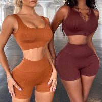 Outdoor Girl Yoga Set Gym Seamless Clothing Sportswear Women Fitness Cycling Shirt Bra Top High Waist Leggings Pants Sports Suit