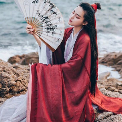 ขนาดใหญ่ขนาด3XL H Anfu ชุดผู้หญิงจีนดั้งเดิม H Anfu ชุดหญิงเครื่องแต่งกายคอสเพลย์ฤดูร้อน H Anfu สีแดงสีฟ้าสีขาวชุดสำหรับผู้หญิง...