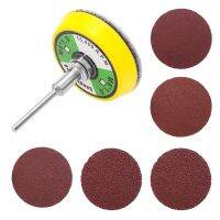 50 Pcs 2 Inch Sanding Disc 60-180 Grit Hook and Loop for Sander Machine with 1 Pc 2 Inch Drill Shank Backing Pad