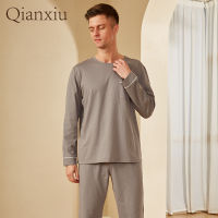 Autumn Sleepwear Pajamas men Winter knit cardigan Long-Sleeved Trousers Cotton Nightgown Nightwear 3XL Large Size Homeclothes