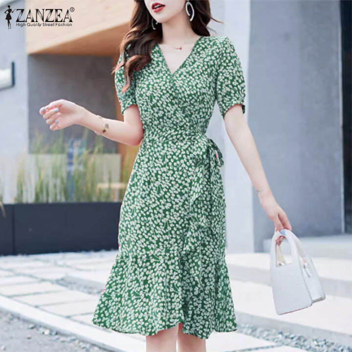 สินค้ามาใหม่-จัดส่งฟรี-fancystyle-zanzea-ชุดเดรสสไตล์เกาหลีของผู้หญิงผ้าคลุมพิมพ์ลายลายดอกไม้ชุดเดรสแขนพองลูกไม้อัพสำหรับวันหยุดสง่างาม-11