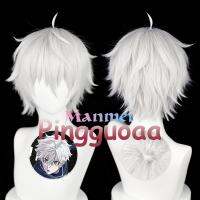 Manmei Anime BLUE LOCK Seishiro Nagi Cosplay Wigs Silver White 30cm Short Warping Cosplay Heat Resistant Wig cab