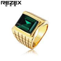 REZEX บุคลิกแฟชั่นเรียบง่ายเครื่องประดับย้อนยุคเครื่องประดับทองคำผู้ชายผู้หญิงแหวนเหล็กไทเทเนียม