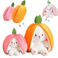 【YF】 New Cosplay Strawberry Carrot Rabbit Plush Toy Stuffed Creative Bag Into Fruit Transform Baby Cuddly Bunny Plushie Doll for Kids