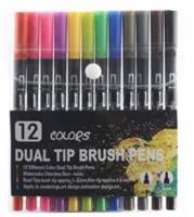 12 Colored Art Sketch Pens Set Double-head Watercolor Paint Brush Marker For CalligraphyBullet JournalsColoring and Drawing