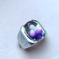 Atmospheric mens ring 925 silver a variety of amethyst photo taken Manufacturing new process