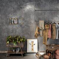 ELEGANT Vintage Industrial Plain Solid Wallpaper สำหรับตกแต่งบ้าน Faux Concrete Grey Wall Paper Rolls For Cloth Shop 3D Wall Coating