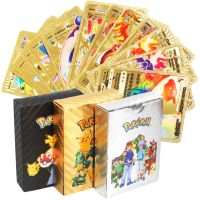 French/Spanish/English Pokemon Golden Cards Game Collection Metal GX Card PIKACHU Charizard Golden V Vmax Pet Sprite Card