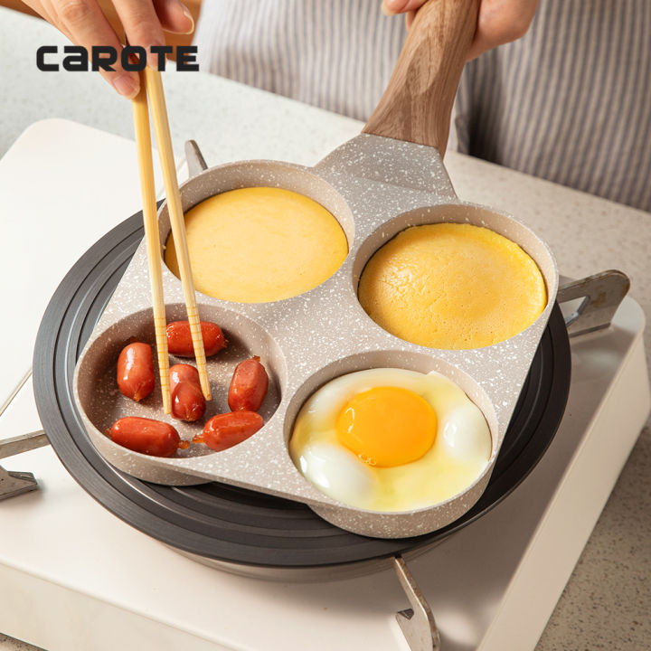 Carote Cosy Collection Non Stick 4 in 1 Burger/Egg Pan Japanese Style  Breakfast Pan PFOA Free Non-Stick Coating Multifunction Suitable for All  Stove