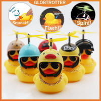 Globetrotter COD【สินค้าเฉพาะจุด】แตรจักรยานเป็ดสีเหลืองขนาดเล็กพร้อมไฟ TikTok หมวกกันน็อคกระดิ่งจักรยานที่ร้อนแรงที่สุดของตกแต่งจักรยานแหวนเสียงปลุก