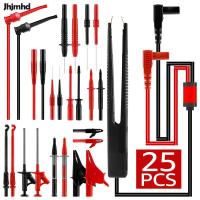 Jhjmhd ชุดทดสอบสายทดสอบมัลติมิเตอร์ซิลิโคน25ชิ้นพร้อมชุดสายทดสอบมัลติมิเตอร์โพรบแม่นยำแบบเปลี่ยนได้ชุดสายทดสอบมัลติมิเตอร์มัลติมิเตอร์แบบมืออาชีพ