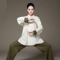 Unique Design Long Sleeve Linen Bi-Color Taiji Clothing Tang Suit Kung Fu Uniform Martial Arts Tai Chi Suits Wushu Garment