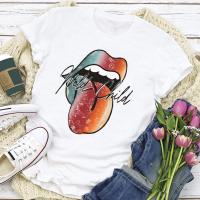 Valentines Day Tshirts Wild Gradient Lip Print Tshirt Cotton Daily Tees Sxxxl