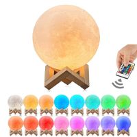 3D Print Moon Lamp Bedroom Decor USB Led Night Light Moonlight 16 Colors Remote And Touch Control Lampara Luna 10cm 15cm 20cm Night Lights