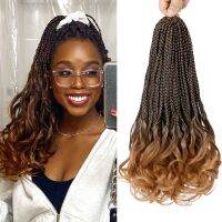 FGJHD 16Strands/Pack Ombre Ombre Ombre หยิกฝรั่งเศส หยักเป็นคลื่น สังเคราะห์สังเคราะห์สังเคราะห์ โครเชต์ผมกับปลายหยิก ร็อค ม้วนลอนเกลียว กล่องเทพธิดา braids สำหรับผู้หญิง