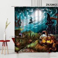 【hot】✷✴☃  Horror Shower Curtain Scary Pumpkin Night Set for Crow  Fabric