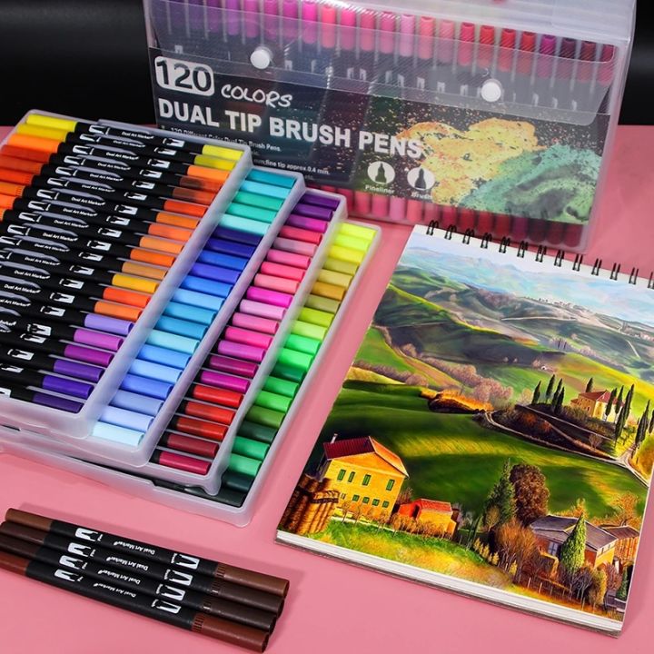 72 Colors Dual Tips Brush Drawing Pens Watercolor Art Markers Set