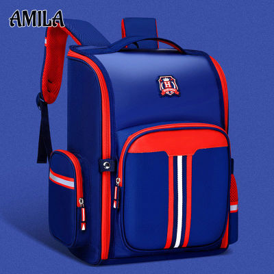 AMILA กระเป๋านักเรียนสำหรับเด็กแบบออลอินวันกระเป๋านักเรียนโรงเรียนประถมกระเป๋าเป้สไตล์อังกฤษ