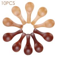 10pcs Natural Wooden Mini Spoons Honey Condiment Salt Sugar Teaspoon Spoons Small For Children Kid Seasoning Bottle Serving Utensils