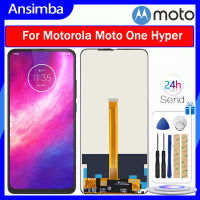 อันซิมบ้าจอแอลซีดีไอพีเอซแท้สำหรับ Motorola Moto One ชิ้นส่วนจอสัมผัสแอลซีดีของเครื่องแปลงดิจิทัลไฮเปอร์สำหรับ Motorola Moto One Hyper หน้าจอแสดงผล LCD