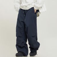 HOUZHOU กางเกงร่มชูชีพกีฬาผู้ชาย Baggy American Street Cargo กางเกงขากว้างชาย Tracksuit Hip Hop หลวมสบายๆ Oversize