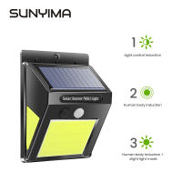 【✆New✆】 sdis shop Sunyima โคม60led หลอดไฟพลังงานแสงอาทิตย์กลางแจ้งโคมไฟพลังงานแสงอาทิตย์เซ็นเซอร์ตรวจจับการเคลื่อนไหวไฟพลังงานแสงอาทิตย์ไฟผนังกันน้ำสำหรับอุปกรณ์ตกแต่งสวน